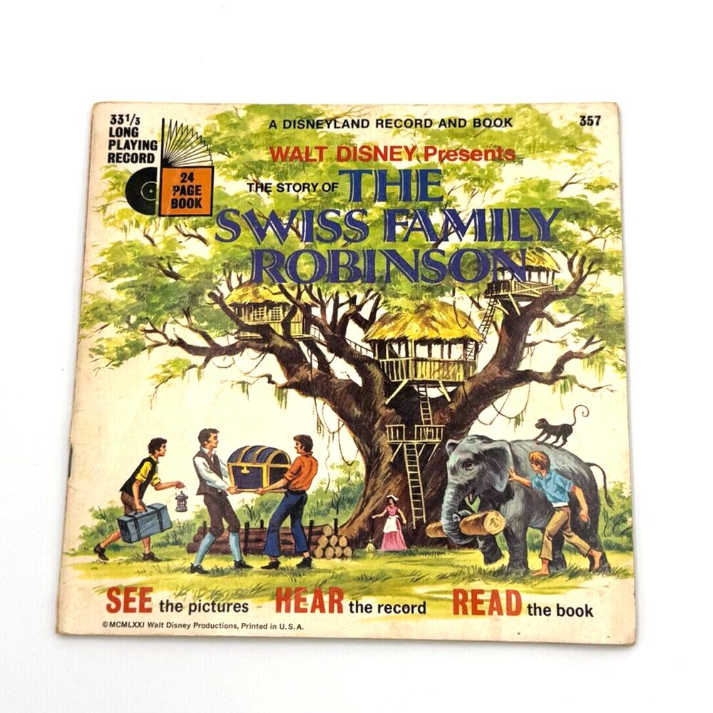 Vintage Disney The Swiss Family Robinson See Hear Read Book & Record Set